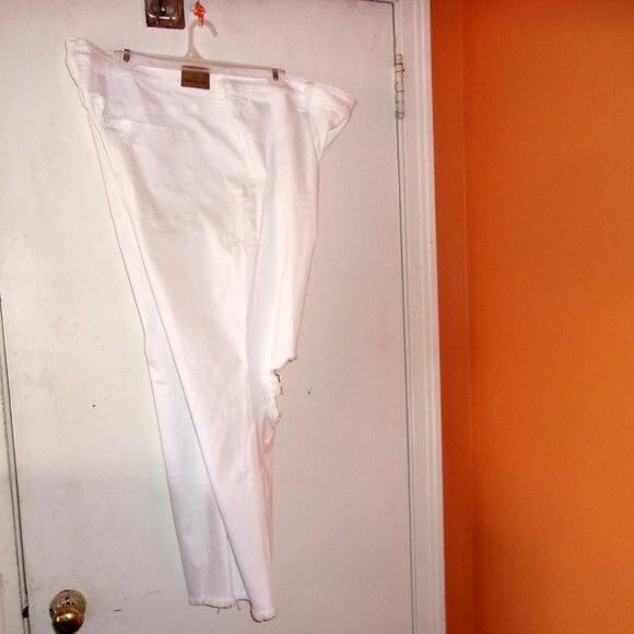 American Eagle White Hi-Rise Distressed Plus Size 24 Regular Jeggings - Picture 5 of 8